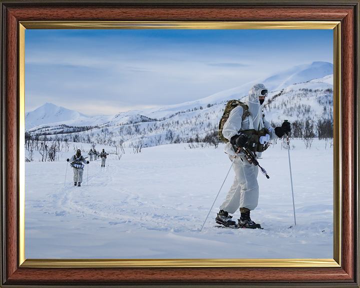 Royal Marines Commandos Skiing Photo Print - 45 Commando Hampshire Prints 10 x 8 Classic Frame No