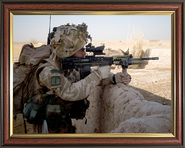 Royal Marines with SA80 in Afghanistan Photo Print - 42 Commando Hampshire Prints 10 x 8 Classic Frame No