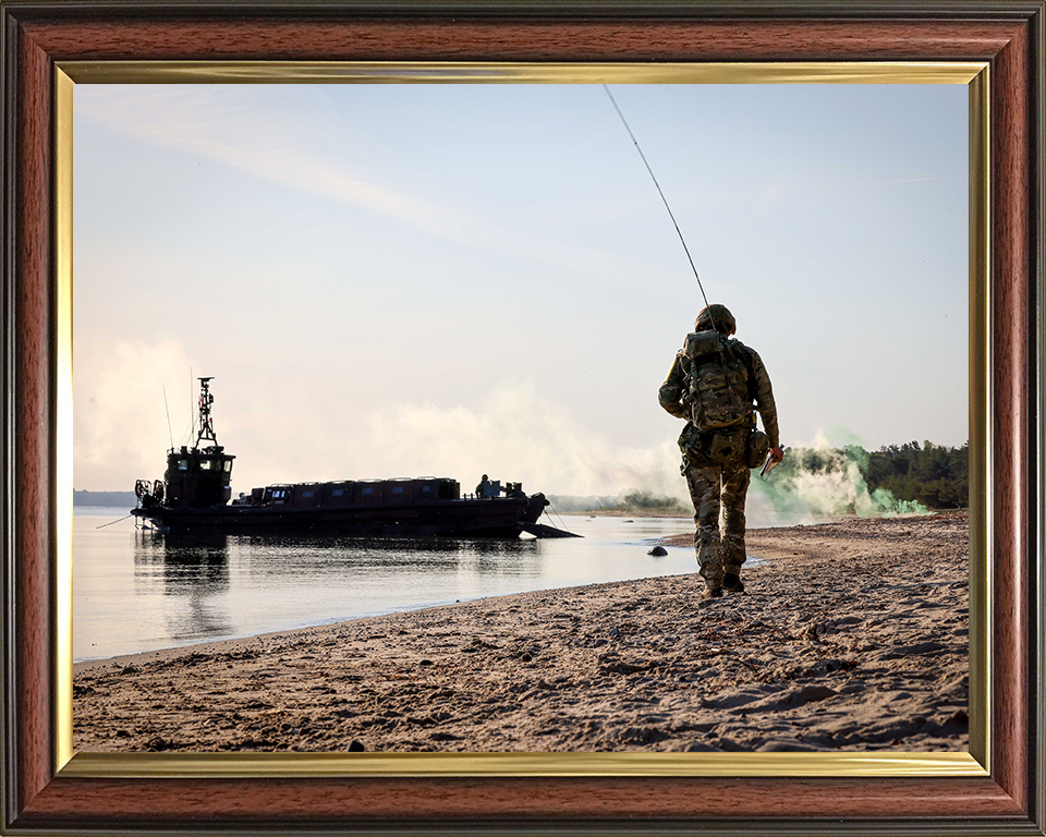 Royal Marines Commando beach Landing Portrait Photo Print Hampshire Prints 10 x 8 Classic Frame No