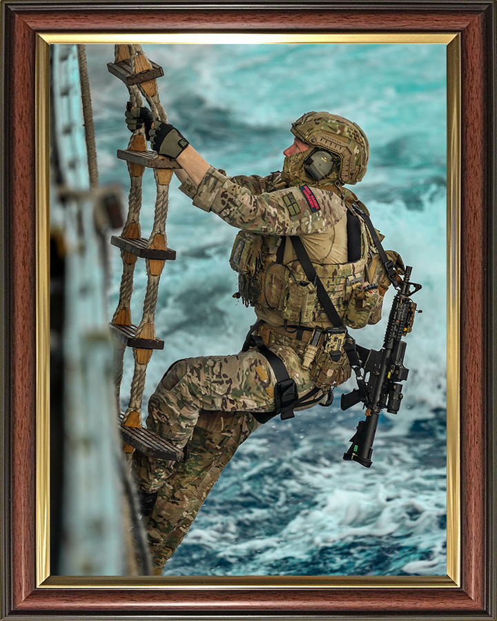 Royal Marine Commando on pilot Ladder boarding Photo Print Hampshire Prints 10 x 8 Classic Frame No