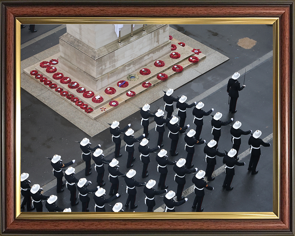 Royal Marines Commandos march past the Cenotaph London Photo Print Hampshire Prints 10 x 8 Classic Frame No