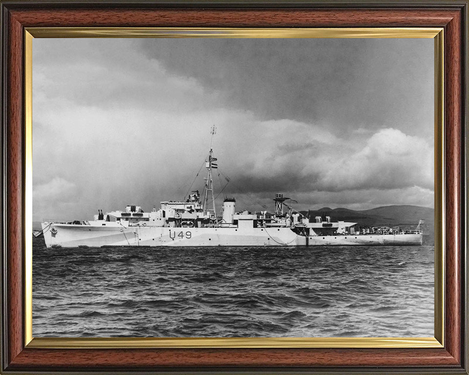HMS Pheasant (F49) (U49) Photo Print - Port Beam View - Royal Navy Black Swan Class Sloop Hampshire Prints 10 x 8 Classic Frame No