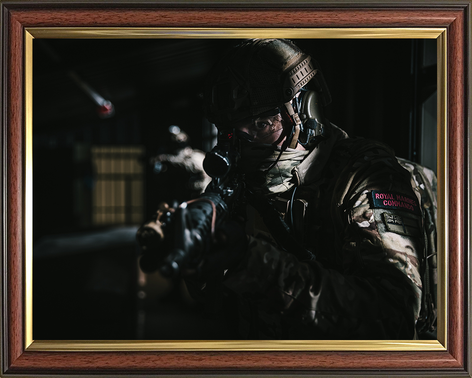 Royal Marines Commando in the shadows Photo Print Hampshire Prints 10 x 8 Classic Frame No