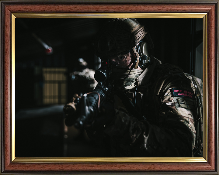 Royal Marines Commando in the shadows Photo Print Hampshire Prints 10 x 8 Classic Frame No