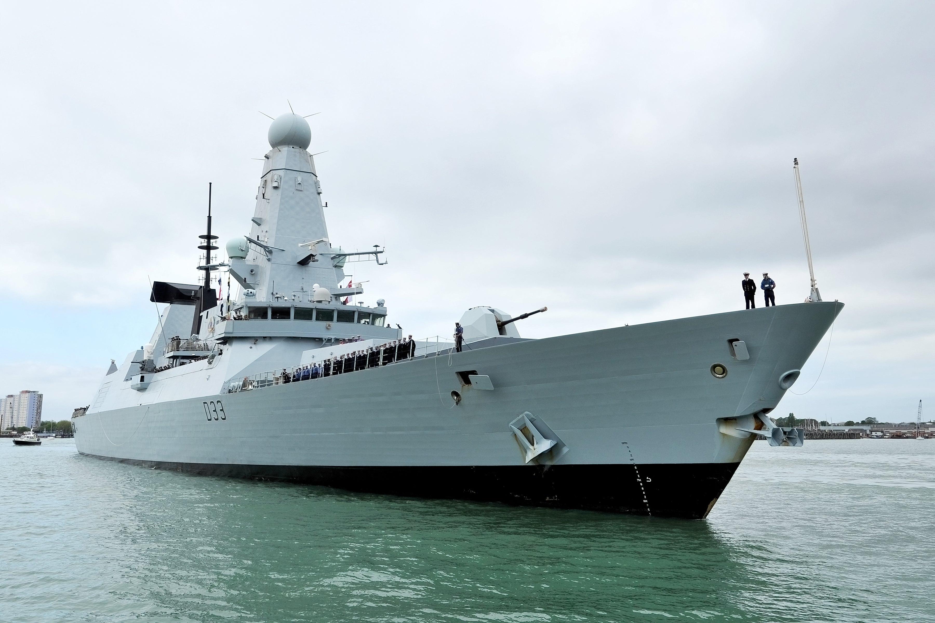 HMS Dauntless D33 Entering Harbour Royal Navy Type 45 Destroyer hms-dauntless-d33-entering-harbour-royal-navy-type-45-destroyer
