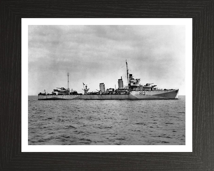 HMS Achates (H12) Photo Print - Starboard View - Royal Navy A Class destroyer Hampshire Prints 10 x 8 Black Frame Yes