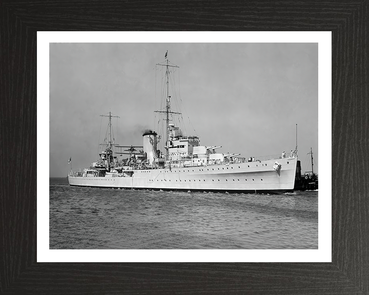 HMS Achilles (C70) Photo Print - Starboard View - Royal Navy Leander Class Light Cruiser Hampshire Prints 10 x 8 Black Frame Yes