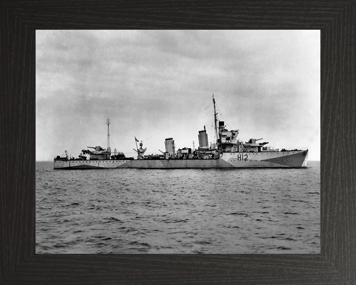 HMS Achates (H12) Photo Print - Starboard View - Royal Navy A Class destroyer Hampshire Prints 10 x 8 Black Frame No