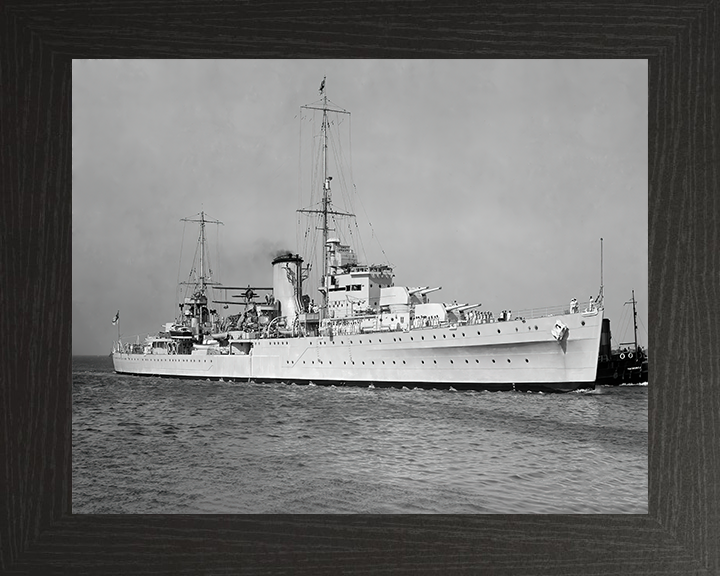 HMS Achilles (C70) Photo Print - Starboard View - Royal Navy Leander Class Light Cruiser Hampshire Prints 10 x 8 Black Frame No