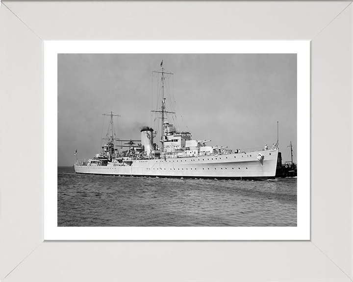 HMS Achilles (C70) Photo Print - Starboard View - Royal Navy Leander Class Light Cruiser Hampshire Prints 10 x 8 White Frame Yes