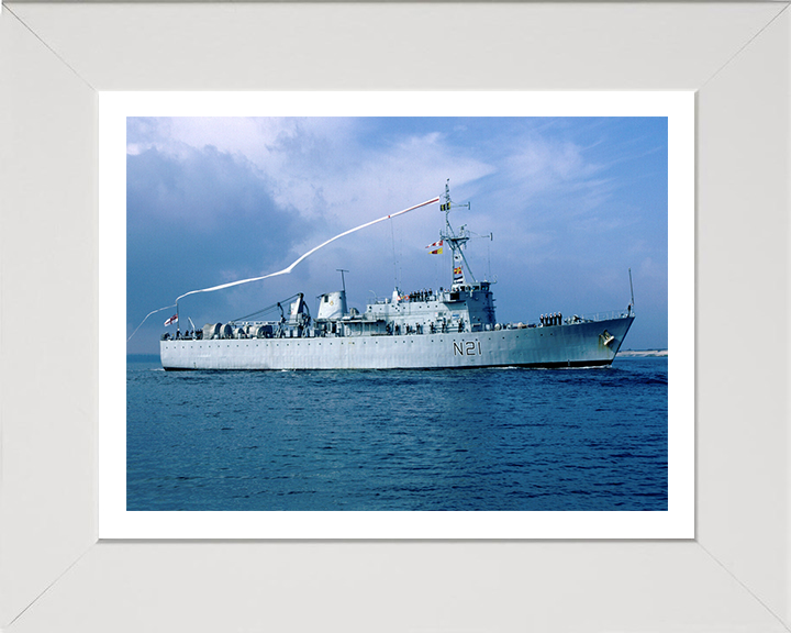 HMS Abdiel (N21) Photo Print - Starboard View - Royal Navy Abdiel Class Minelayer Hampshire Prints 10 x 8 White Frame Yes
