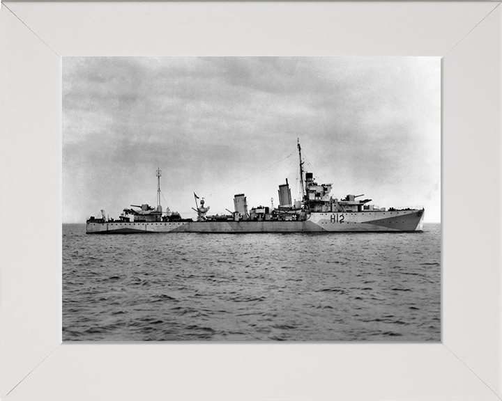 HMS Achates (H12) Photo Print - Starboard View - Royal Navy A Class destroyer Hampshire Prints 10 x 8 White Frame No