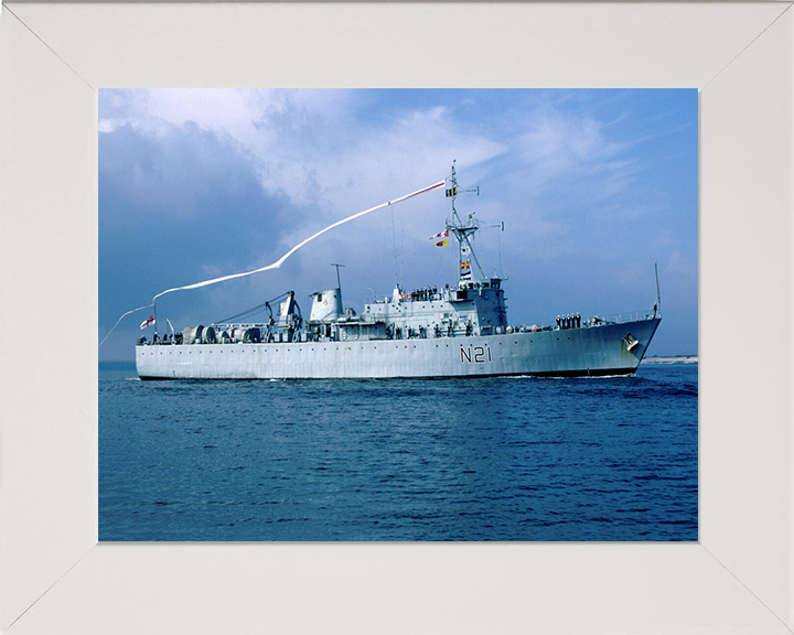 HMS Abdiel (N21) Photo Print - Starboard View - Royal Navy Abdiel Class Minelayer Hampshire Prints 10 x 8 White Frame No