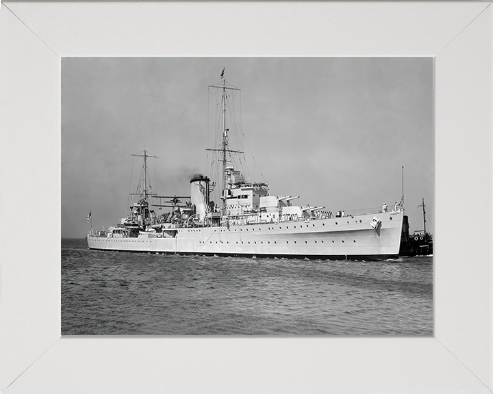 HMS Achilles (C70) Photo Print - Starboard View - Royal Navy Leander Class Light Cruiser Hampshire Prints 10 x 8 White Frame No