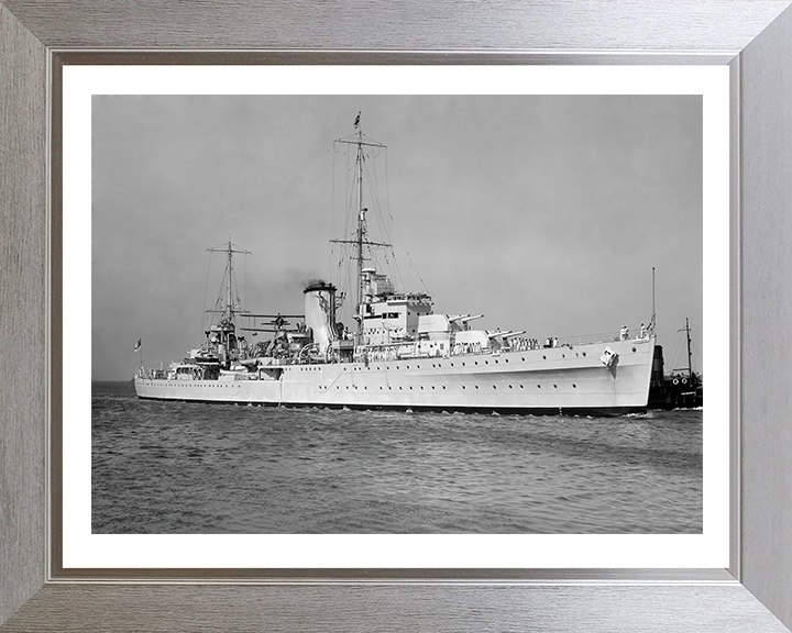 HMS Achilles (C70) Photo Print - Starboard View - Royal Navy Leander Class Light Cruiser Hampshire Prints 10 x 8 Silver Frame Yes