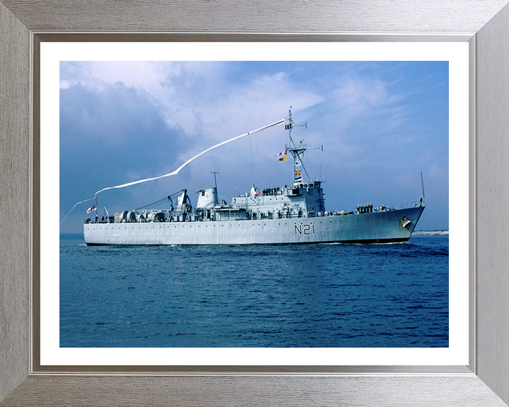 HMS Abdiel (N21) Photo Print - Starboard View - Royal Navy Abdiel Class Minelayer Hampshire Prints 10 x 8 Silver Frame Yes