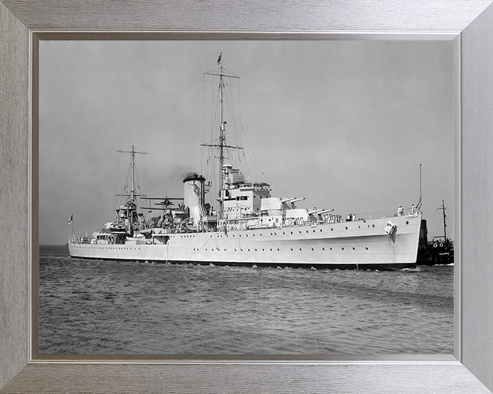 HMS Achilles (C70) Photo Print - Starboard View - Royal Navy Leander Class Light Cruiser Hampshire Prints 10 x 8 Silver Frame No