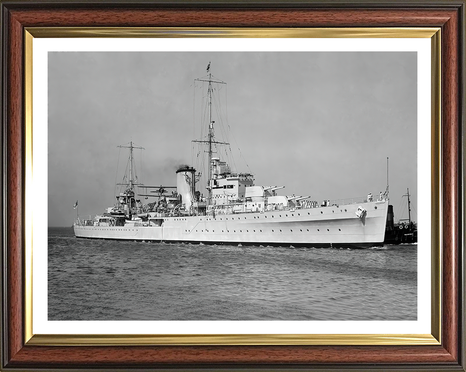 HMS Achilles (C70) Photo Print - Starboard View - Royal Navy Leander Class Light Cruiser Hampshire Prints 10 x 8 Classic Frame Yes