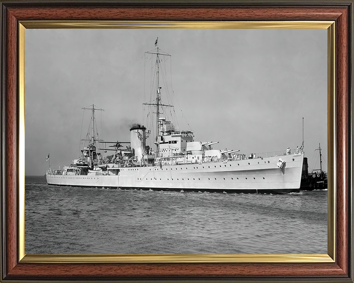 HMS Achilles (C70) Photo Print - Starboard View - Royal Navy Leander Class Light Cruiser Hampshire Prints 10 x 8 Classic Frame No