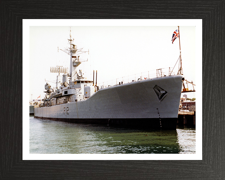 HMS Achilles (F12) Photo Print - Alongside - Royal Navy Leander Class Frigate Hampshire Prints 10 x 8 Black Frame Yes