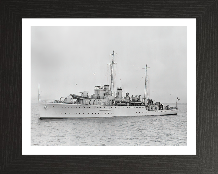 HMS Auckland (L61) Photo Print - Port Side View - Royal Navy Egret Class Sloop Hampshire Prints 10 x 8 Black Frame Yes