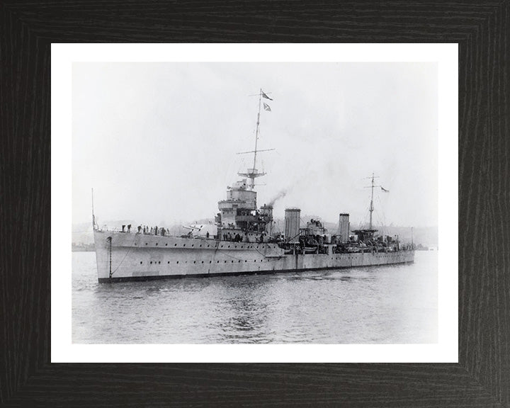 HMS Enterprise (D52) Photo Print - Port Side View - Royal Navy Emerald Class Light Cruiser Hampshire Prints 10 x 8 Black Frame Yes