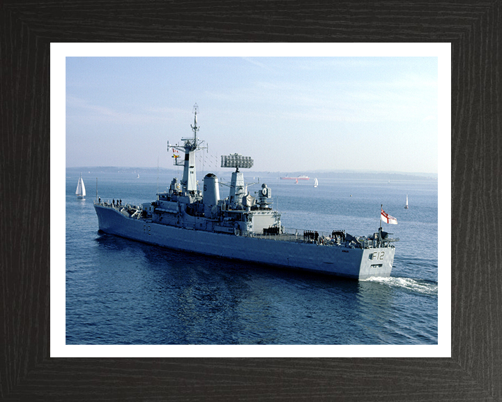 HMS Achilles (F12) Photo Print - Leaving Harbour - Royal Navy Leander Class Frigate Hampshire Prints 10 x 8 Black Frame Yes