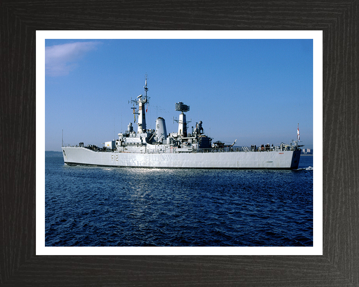 HMS Achilles (F12) Photo Print - Leaving Portsmouth - Royal Navy Leander Class Frigate Hampshire Prints 10 x 8 Black Frame Yes