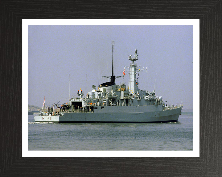HMS Active (F171) Photo Print - Starboard Quarter View - Royal Navy Type 21 Frigate Hampshire Prints 10 x 8 Black Frame Yes
