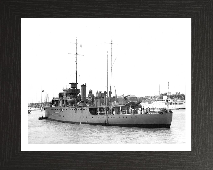 HMS Bittern (L07) Photo Print - At A Buoy - Royal Navy Bittern Class Sloop Hampshire Prints 10 x 8 Black Frame Yes