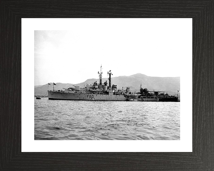 HMS Alacrity (U60) Photo Print - Port View - Royal Navy Black Swan Class Sloop Hampshire Prints 10 x 8 Black Frame Yes