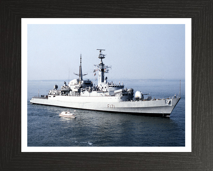 HMS Active (F171) Photo Print - Entering Harbour - Royal Navy Type 21 Frigate Hampshire Prints 10 x 8 Black Frame Yes