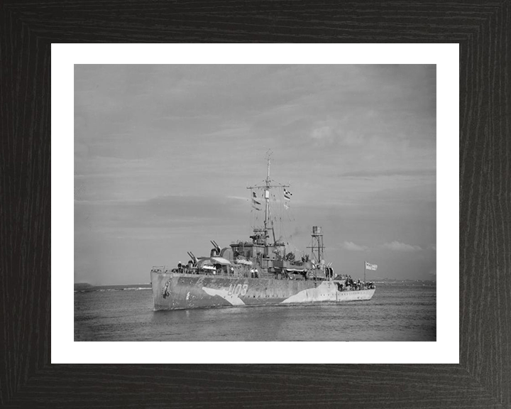 HMS Erne (U03) Photo Print - Port Bow View - Royal Navy Black Swan Class Sloop Hampshire Prints 10 x 8 Black Frame Yes