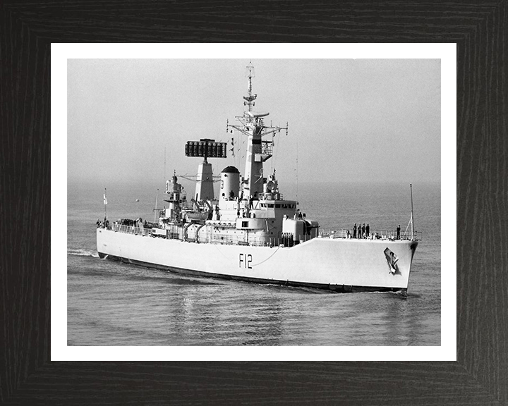 HMS Achilles (F12) Photo Print - Entering Harbour - Royal Navy Leander Class Frigate Hampshire Prints 10 x 8 Black Frame Yes