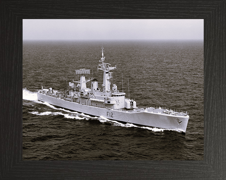 HMS Achilles (F12) Photo Print - Underway - Royal Navy Leander Class Frigate Hampshire Prints 10 x 8 Black Frame No