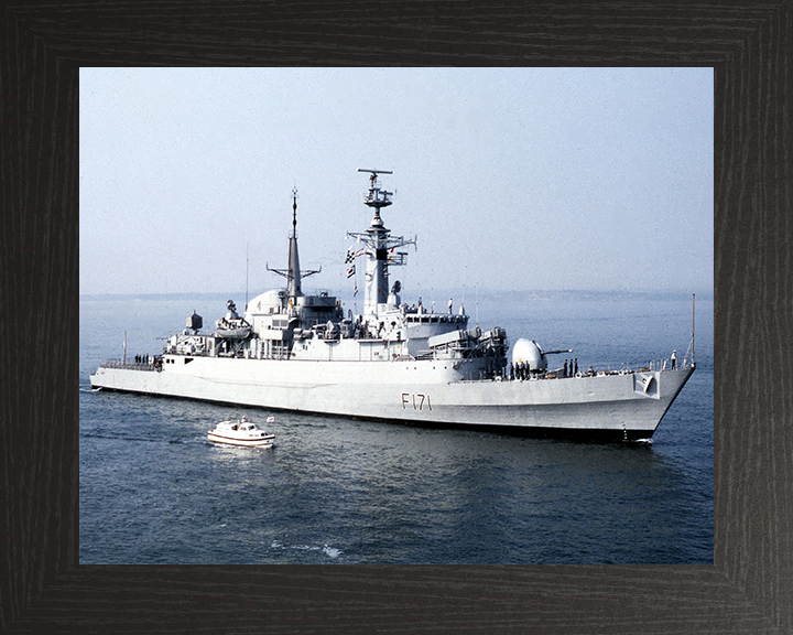 HMS Active (F171) Photo Print - Entering Harbour - Royal Navy Type 21 Frigate Hampshire Prints 10 x 8 Black Frame No