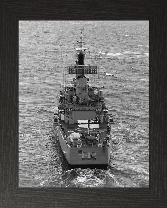 HMS Achilles (F12) Photo Print - Stern View - Royal Navy Leander Class Frigate Hampshire Prints 10 x 8 Black Frame No