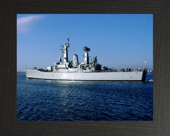 HMS Achilles (F12) Photo Print - Leaving Portsmouth - Royal Navy Leander Class Frigate Hampshire Prints 10 x 8 Black Frame No