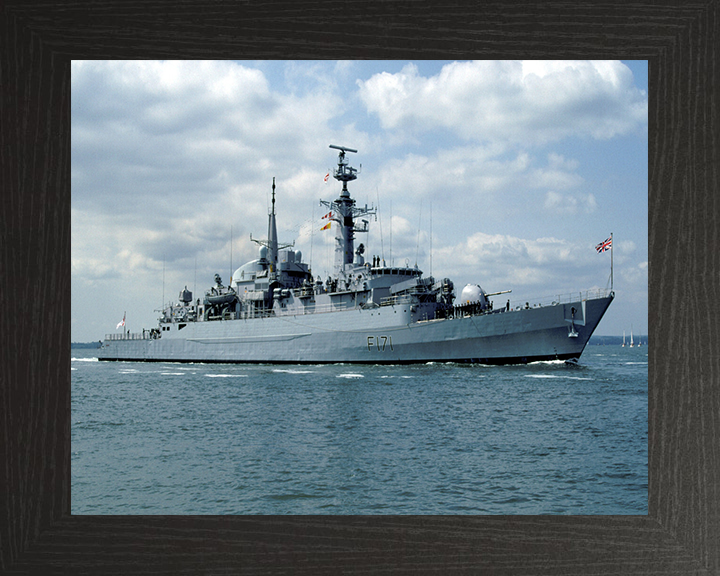 HMS Active (F171) Photo Print - Starboard View - Royal Navy Type 21 Frigate Hampshire Prints 10 x 8 Black Frame No