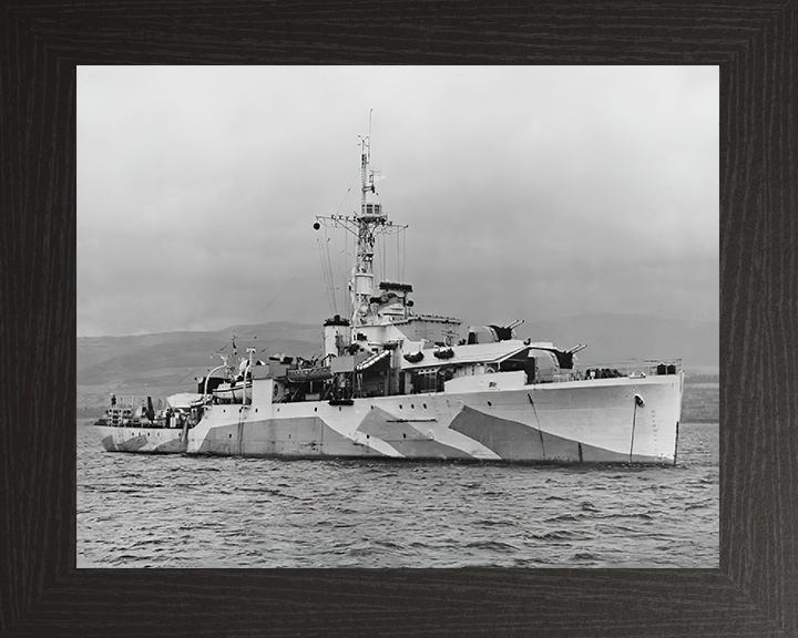 HMS Amethyst (F116) Photo Print - Starboard View - Royal Navy Black Swan Class Sloop Hampshire Prints 10 x 8 Black Frame No