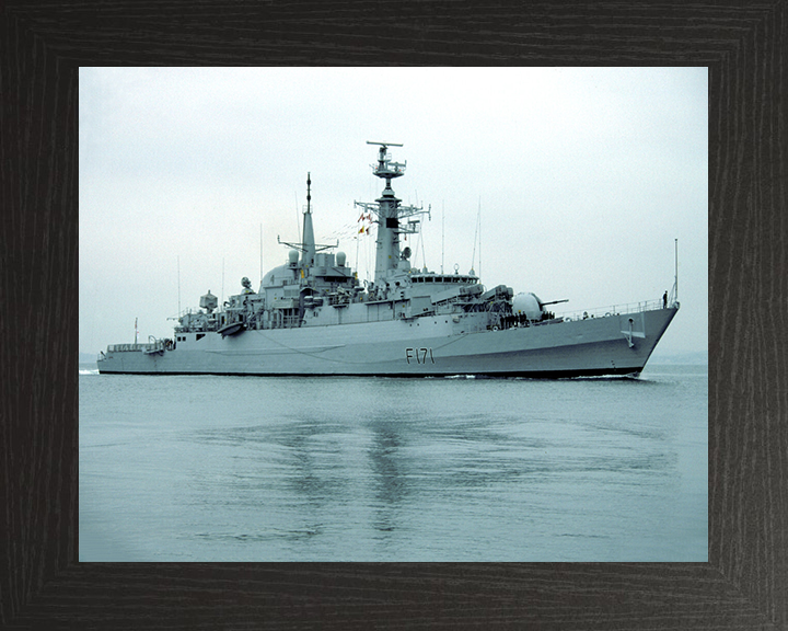 HMS Active (F171) Photo Print - Starboard Reflections - Royal Navy Type 21 Frigate Hampshire Prints 10 x 8 Black Frame No