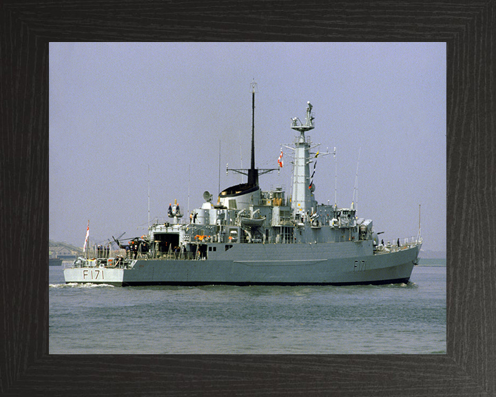 HMS Active (F171) Photo Print - Starboard Quarter View - Royal Navy Type 21 Frigate Hampshire Prints 10 x 8 Black Frame No