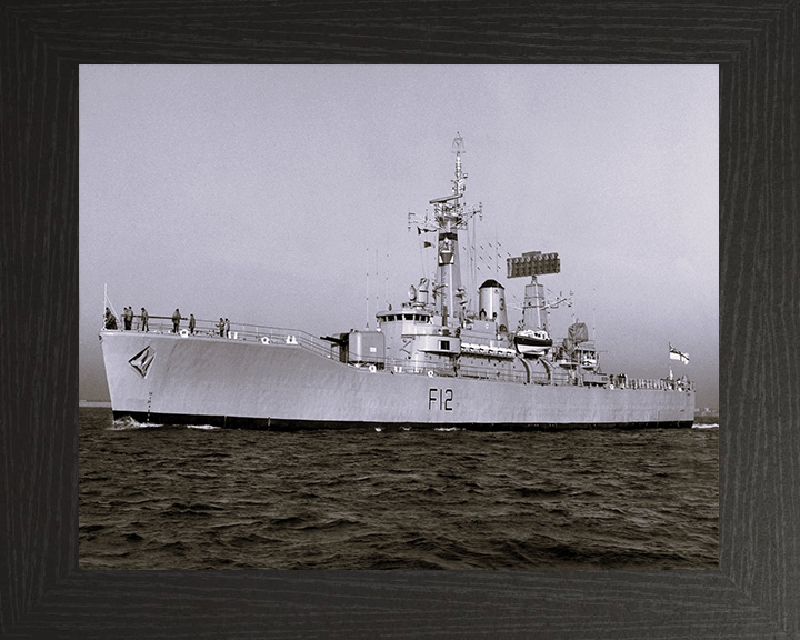 HMS Achilles (F12) Photo Print - At Sea - Royal Navy Leander Class Frigate Hampshire Prints 10 x 8 Black Frame No