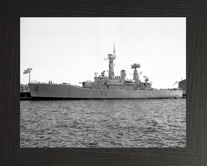 HMS Achilles (F12) Photo Print - In Harbour - Royal Navy Leander Class Frigate Hampshire Prints 10 x 8 Black Frame No