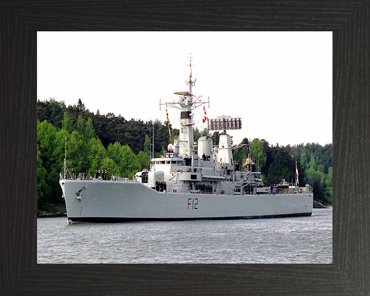 HMS Achilles (F12) Photo Print - Entering Port - Royal Navy Leander Class Frigate Hampshire Prints 10 x 8 Black Frame No