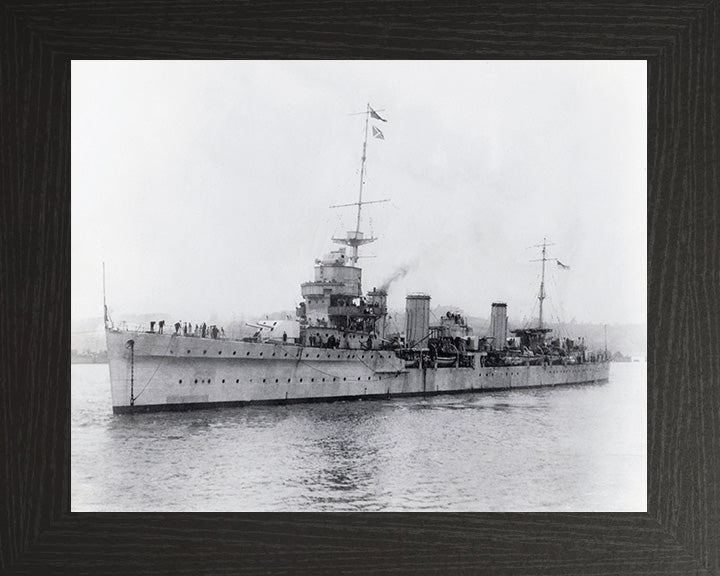 HMS Enterprise (D52) Photo Print - Port Side View - Royal Navy Emerald Class Light Cruiser Hampshire Prints 10 x 8 Black Frame No