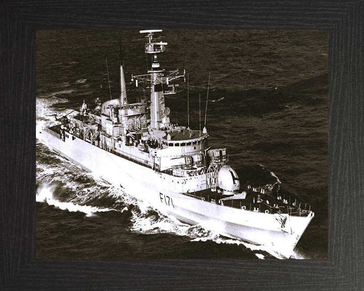 HMS Active (F171) Photo Print - Starboard Bow View - Royal Navy Type 21 Frigate Hampshire Prints 10 x 8 Black Frame No