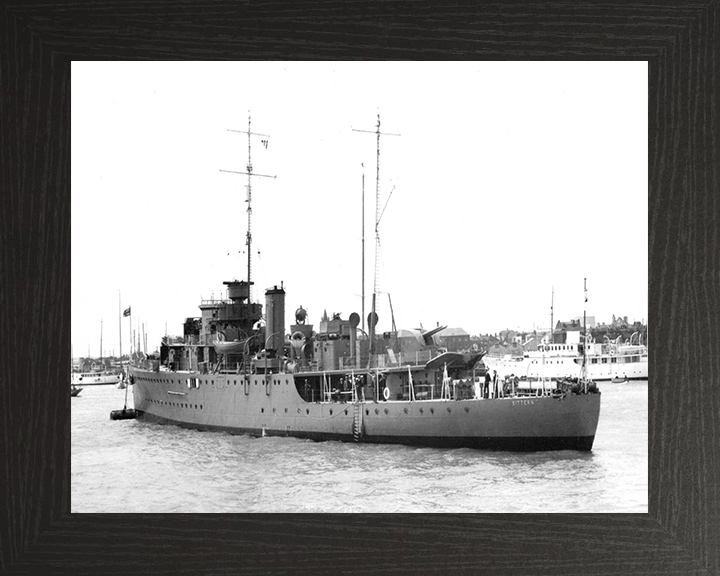 HMS Bittern (L07) Photo Print - At A Buoy - Royal Navy Bittern Class Sloop Hampshire Prints 10 x 8 Black Frame No
