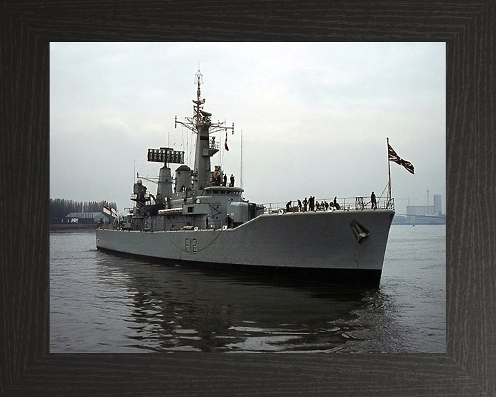 HMS Achilles (F12) Photo Print - Letting Go - Royal Navy Leander Class Frigate Hampshire Prints 10 x 8 Black Frame No