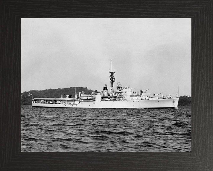 HMS Crane (U23) Photo Print - Starboard Beam View - Royal Navy Black Swan Class Sloop Hampshire Prints 10 x 8 Black Frame No